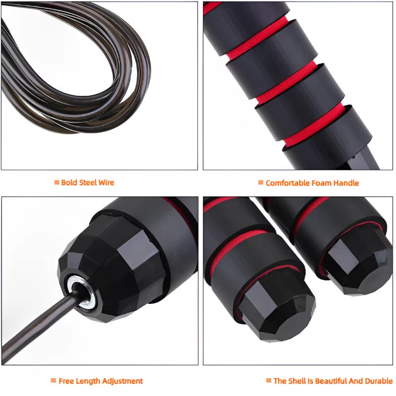 1PCS the New Jump Rope Steel Wire Skipping Exercise Adjustable Jumping Fitness Workout Training Home Sport Equipment Tangle-Free