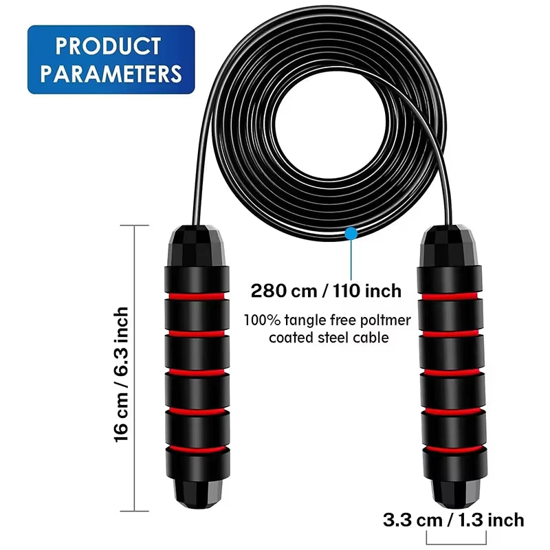 1PCS the New Jump Rope Steel Wire Skipping Exercise Adjustable Jumping Fitness Workout Training Home Sport Equipment Tangle-Free